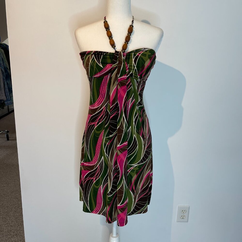 C. Graffitti Floral Halter Dress size Large